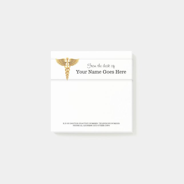 Post-it® Infirmière Docteur Médicale nom du représentant or (Devant)