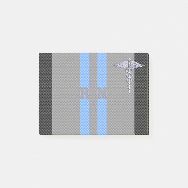 Post-it® Infirmière inscrite RN Caduceus Carbon Fiber Style (Devant)