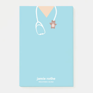 Post-it® Infirmière pédiatrique Blue Teddy Bear Scrubs