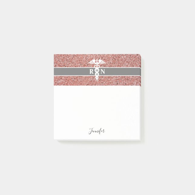 Post-it® Infirmière personnalisée RN Rose Gold Parties scin (Devant)