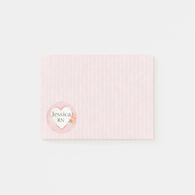 Post-it® Infirmière Rose et Coeur rose personnalisée, RN (Devant)