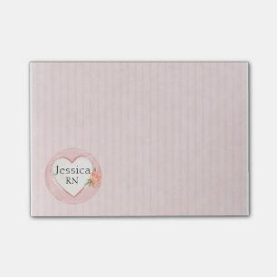 Post-it® Infirmière Rose et Coeur rose personnalisée, RN