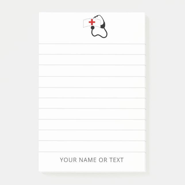 Post-it® Infirmière Stethoscope Médicale Nom personnalisé (Devant)