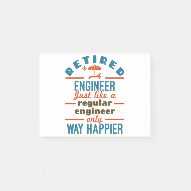 Post-it® Ingénieur retraité Génie plus heureux Retraite (Devant)