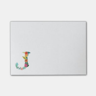 Post-it® Initiale florale de monogramme de lettre - J -