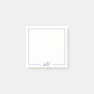 Post-it® Initiales de monogramme bleu foncé de base