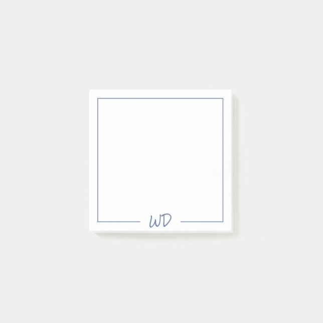Post-it® Initiales de monogramme bleu foncé de base (Devant)