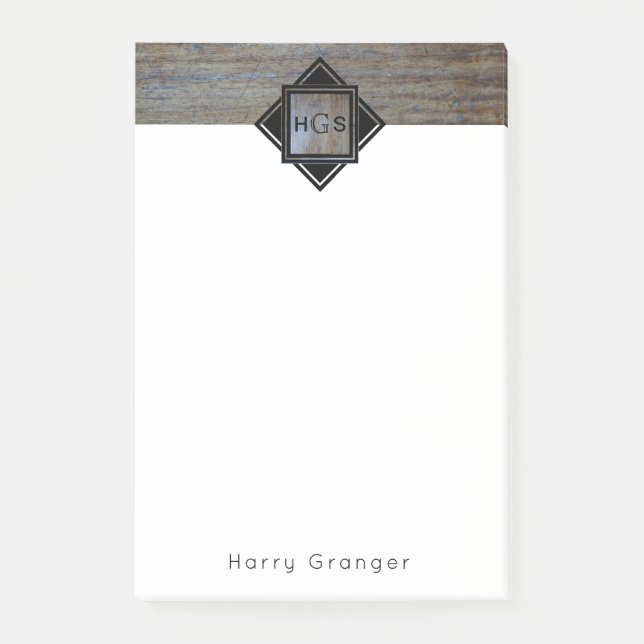 Post-it® Initiales de monogramme masculines pour le bois (Devant)