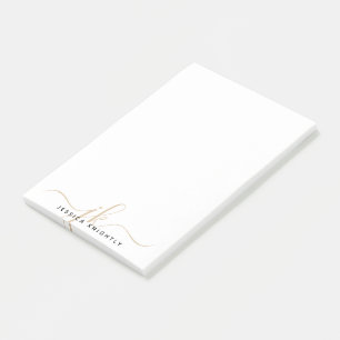 Post-it® Initiales du Monogramme Chic Or Moderne Minimal