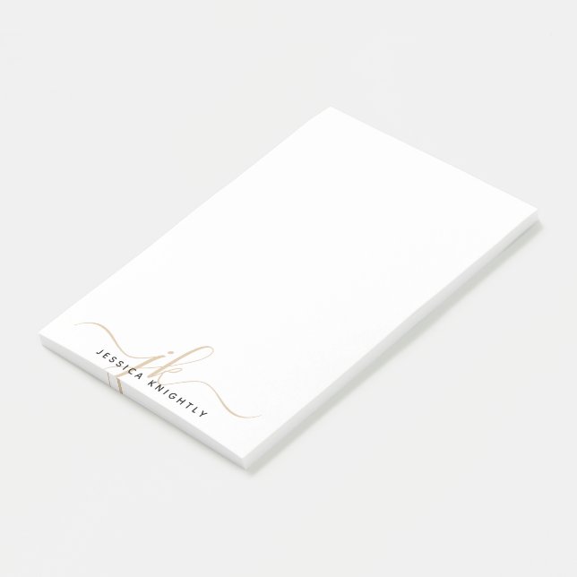 Post-it® Initiales du Monogramme Chic Or Moderne Minimal (Incliné)