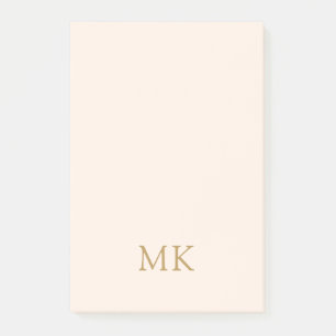 Post-it® Initiales du monogramme d'or rose vif personnalisé