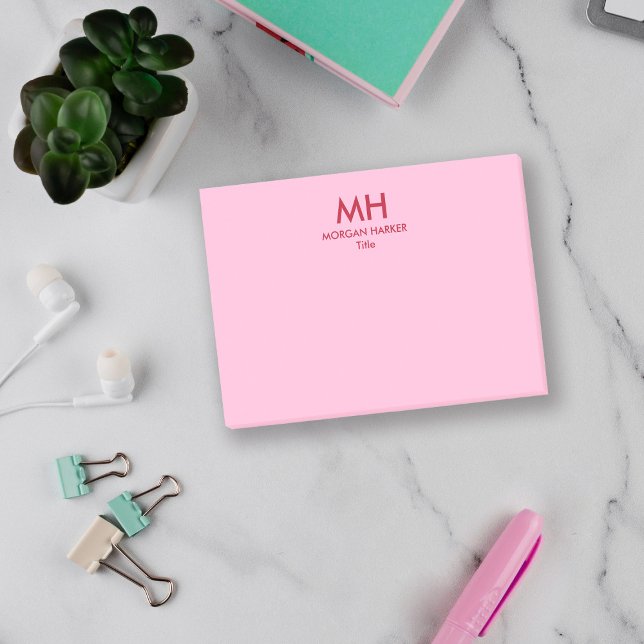Post-it® Initiales minimales roses rouges propres (Créateur téléchargé)