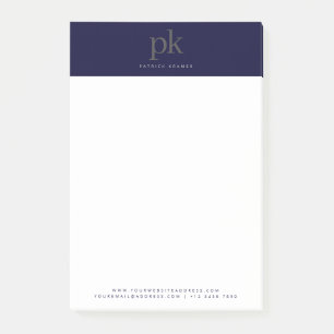 Post-it® Initiales monogrammes minimalistes élégantes en bl