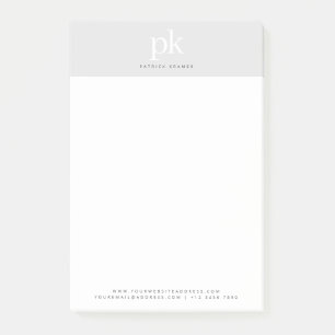 Post-it® Initiales monogrammes minimalistes élégantes en gr