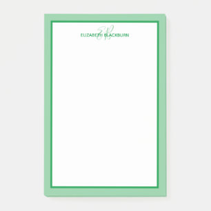 Post-it® Initiales personnalisées de nom personnalisé Vert