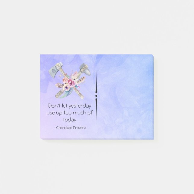 Post-it® Inspiration Proverbe Cherokee avec Tomahawk (Devant)