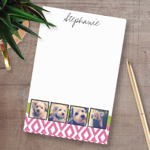 Post-it® Instagram Photo Collage avec nom rose chaud Ikat
