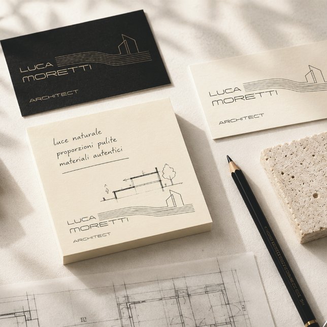 Post-it® Ivory Black Architect Luxe Minimal Marqué (This custom post it note compliments perfectly your business cards!)