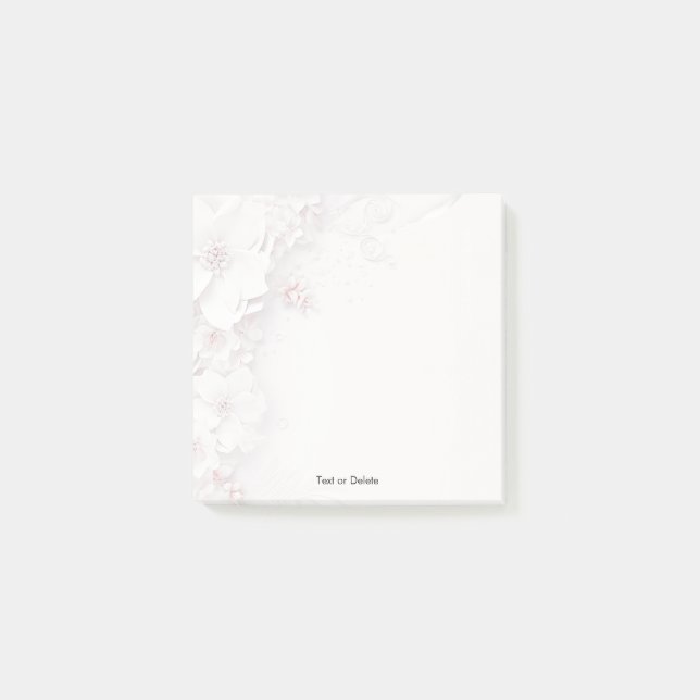 Post-it® Ivory Blush Pink Floral Post it Notes (Devant)