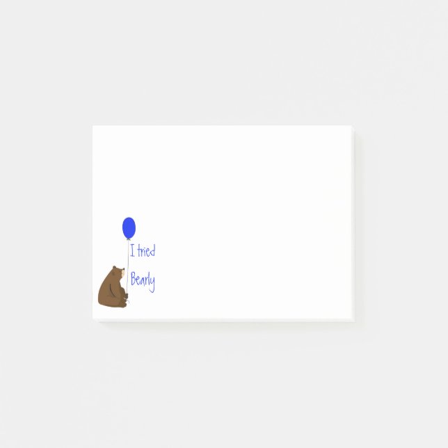 Post-it® J'ai essayé Bearly, Fun Balloon Bear Citation (Devant)