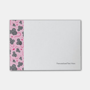 Post-it® J'aime mon motif de souris dans le rose