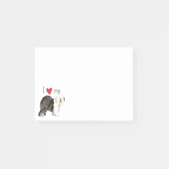 Post-it® J'aime mon vieux chien de berger anglais (Devant)