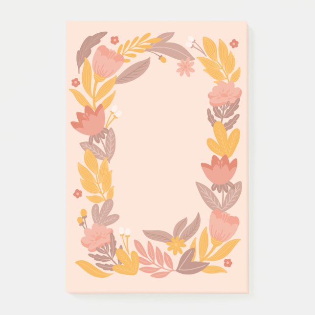 Post-it® Jardin fleuri rose pâle. Fleurs botaniques (Devant)