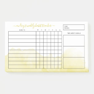 Post-it® Jaune Aquarelle Lavage Hebdomadaire Traqueur d'Hab