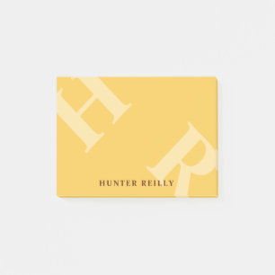 Post-it® Jaune d'œuf Initiales Inclinées & Votre Nom
