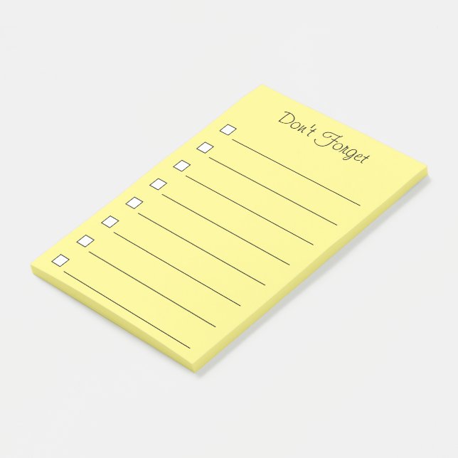 Post-it® Jaune N'oubliez pas les notes collantes - À faire  (Incliné)
