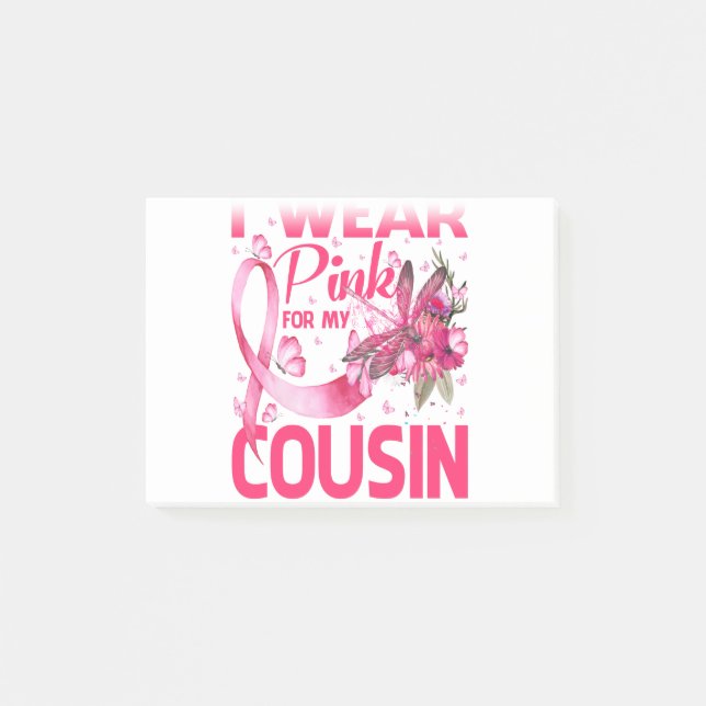 Post-it® Je Porte Le Rose Pour Mon Cousin Dragonfly Cancer  (Devant)