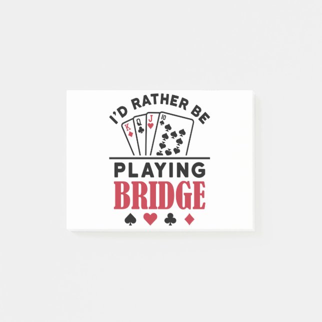 Post-it® Je préfère jouer à Bridge Cool Bridge Card jeu (Devant)