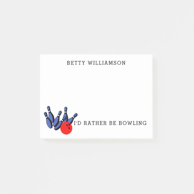 Post-it® Je Préférerais Faire Du Bowling, Personnalisé (Devant)
