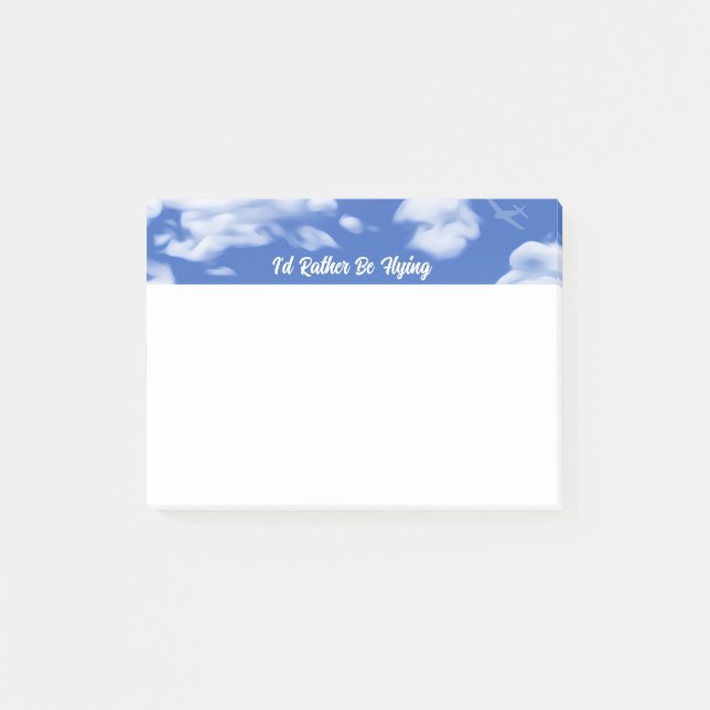 Post-it® "Je préférerais voler" Sky Plane Post-It Notes (Devant)