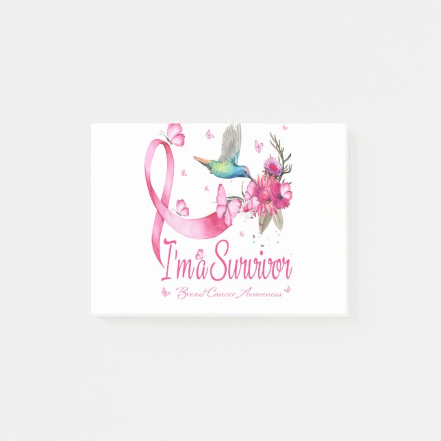 Post-it® Je suis Un Survivant Hummingbird Ribbon Cancer du  (Devant)