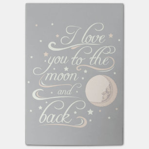 Post-it® Je t'aime au noir de lune et de dos