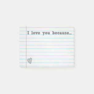 Post-it® "Je t'aime parce que…" complétez la note vide