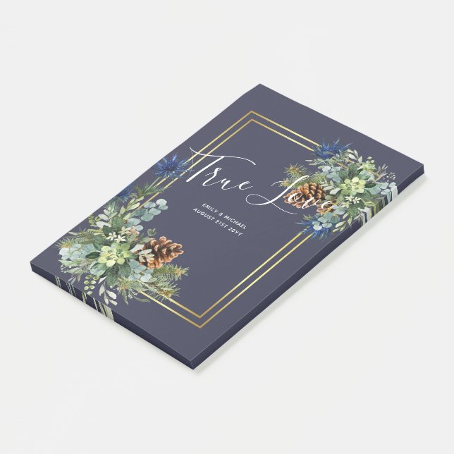 Post-it® Jeu bleu d'hiver Eucalyptus Mariage Wonderland (Incliné)