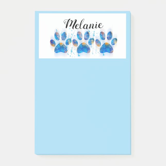 Post-it® joli bleu amoureux des chiens empreinte de patte b (Devant)