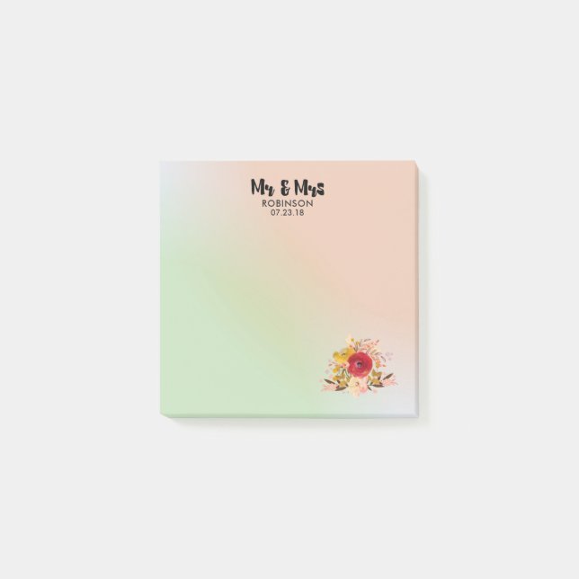 Post-it® Joli bouquet floral Mariage M & Mme (Devant)