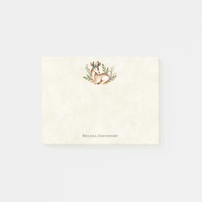 Post-it® Joli Cerf Aquarellé Posé En Bas Boho (Devant)