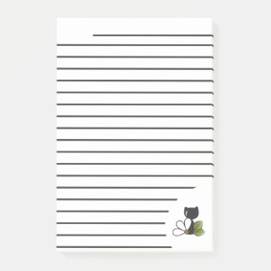 Post-it® Joli chat noir et fleur – Personnalisé