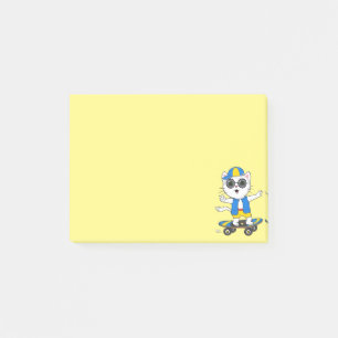 Post-it® Joli chat skateur sur des post-its jaunes