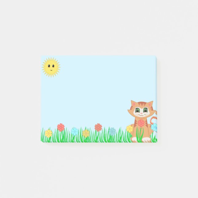Post-it® Joli chaton sur fond bleu clair (Devant)
