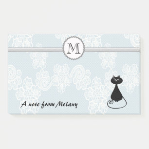 Post-it® Joli chic dentelle noir monogramme de chat