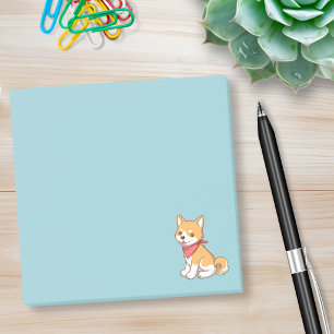 Post-it® Joli chiot Shiba Inu sur fond bleu