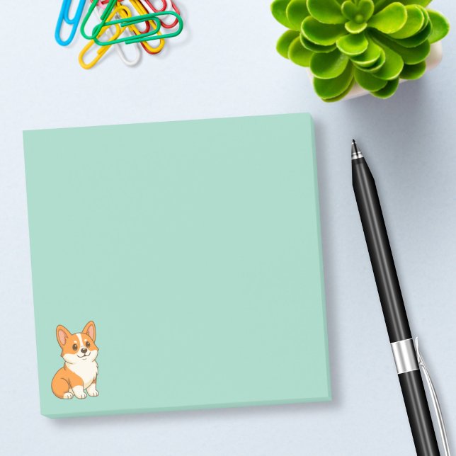 Post-it® Joli Corgi Chien Vert (Créateur téléchargé)