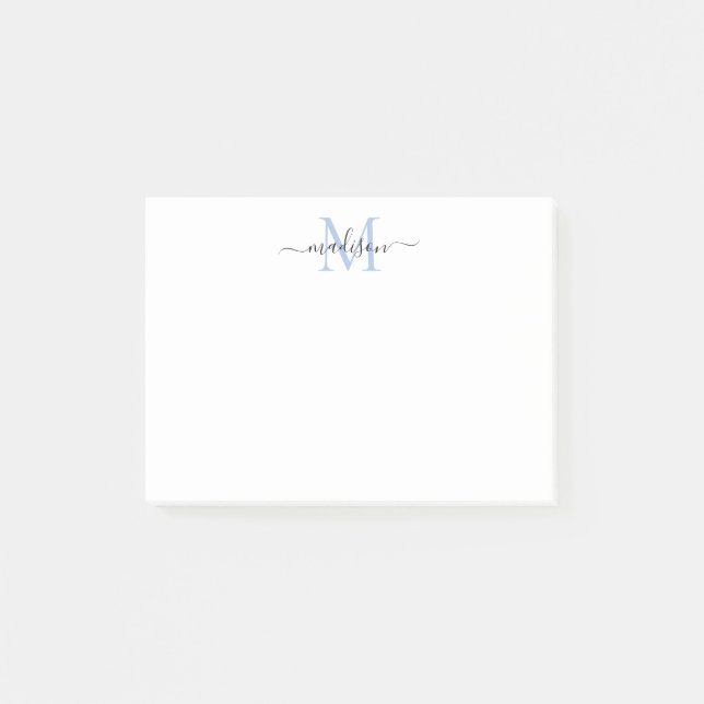 Post-it® Joli Design Chic Girl Script Monogram Dusty Blue (Devant)