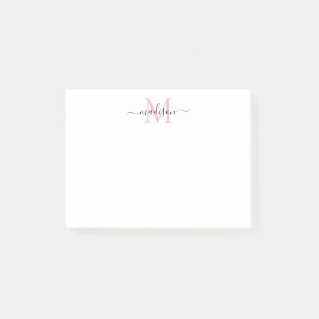 Post-it® Joli Design Chic Girl Script Monogramme Rose Clair (Devant)