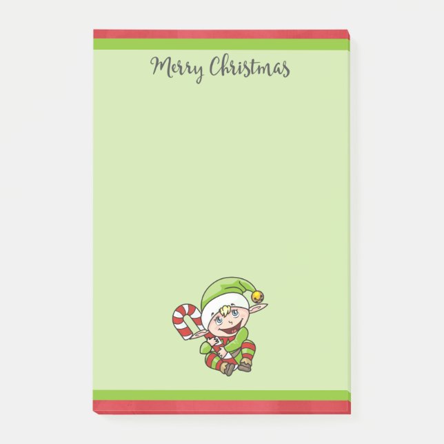 Post-it® Joli elfe de Noël avec Sucre de canne Joyeux Noël (Devant)